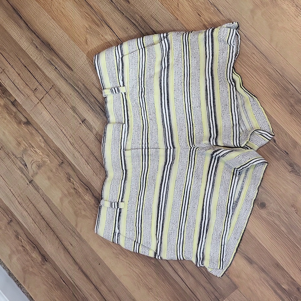 ANN TAYLOR LOFT Black Yellow Stripe The Riviera Short Cotton Linen Blend Short